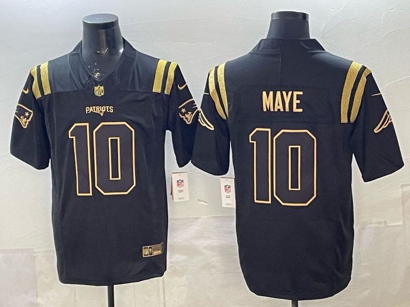 Men 2026 New England Patriots #10 Maye Black gold 3th generations Nike Limited NFL Jersey style 002->new england patriots->NFL Jersey